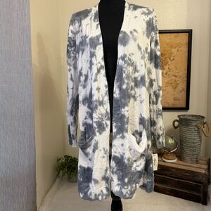 Style & Co long open tie dye cardigan 1X